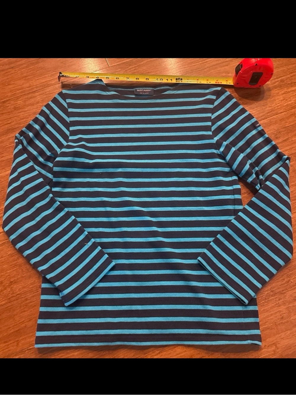 Saint James Long Sleeve Striped Tee - Blue & Turqoise